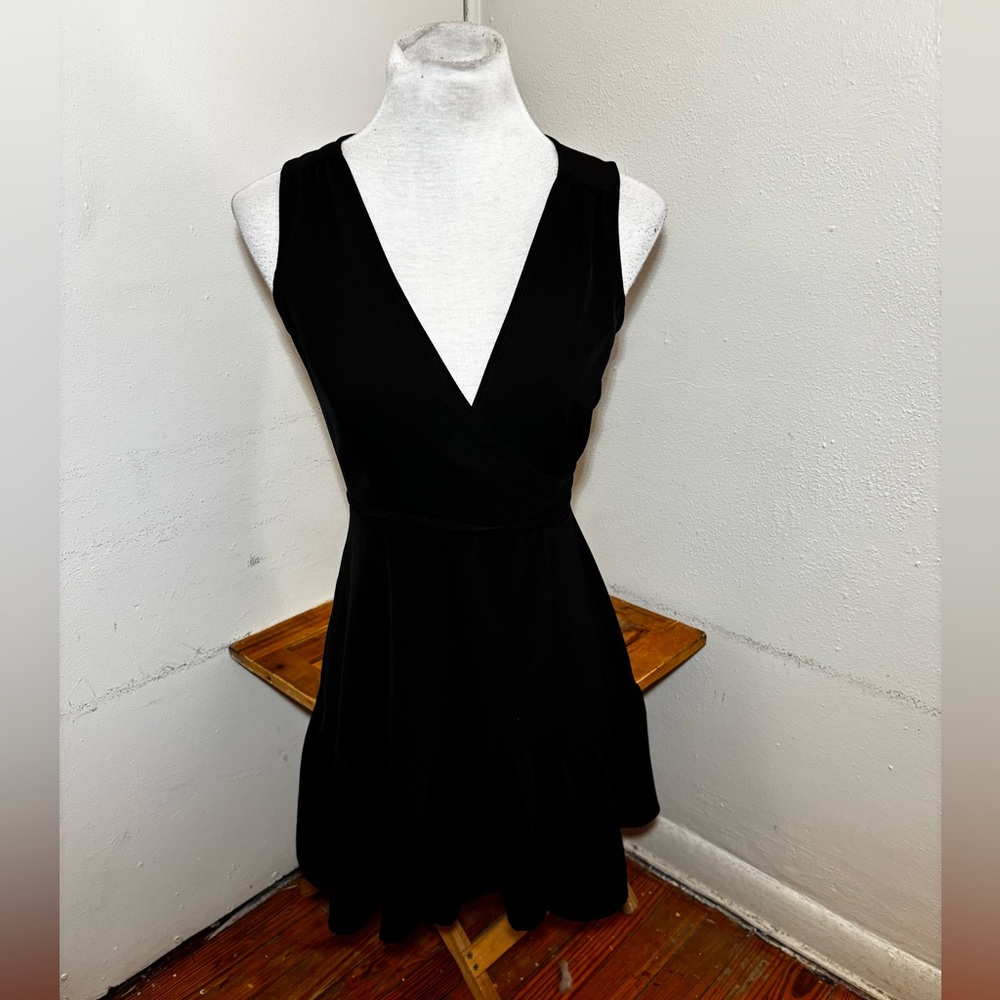 Aqua Sleeveless Ruffle Hem Wrap Dress